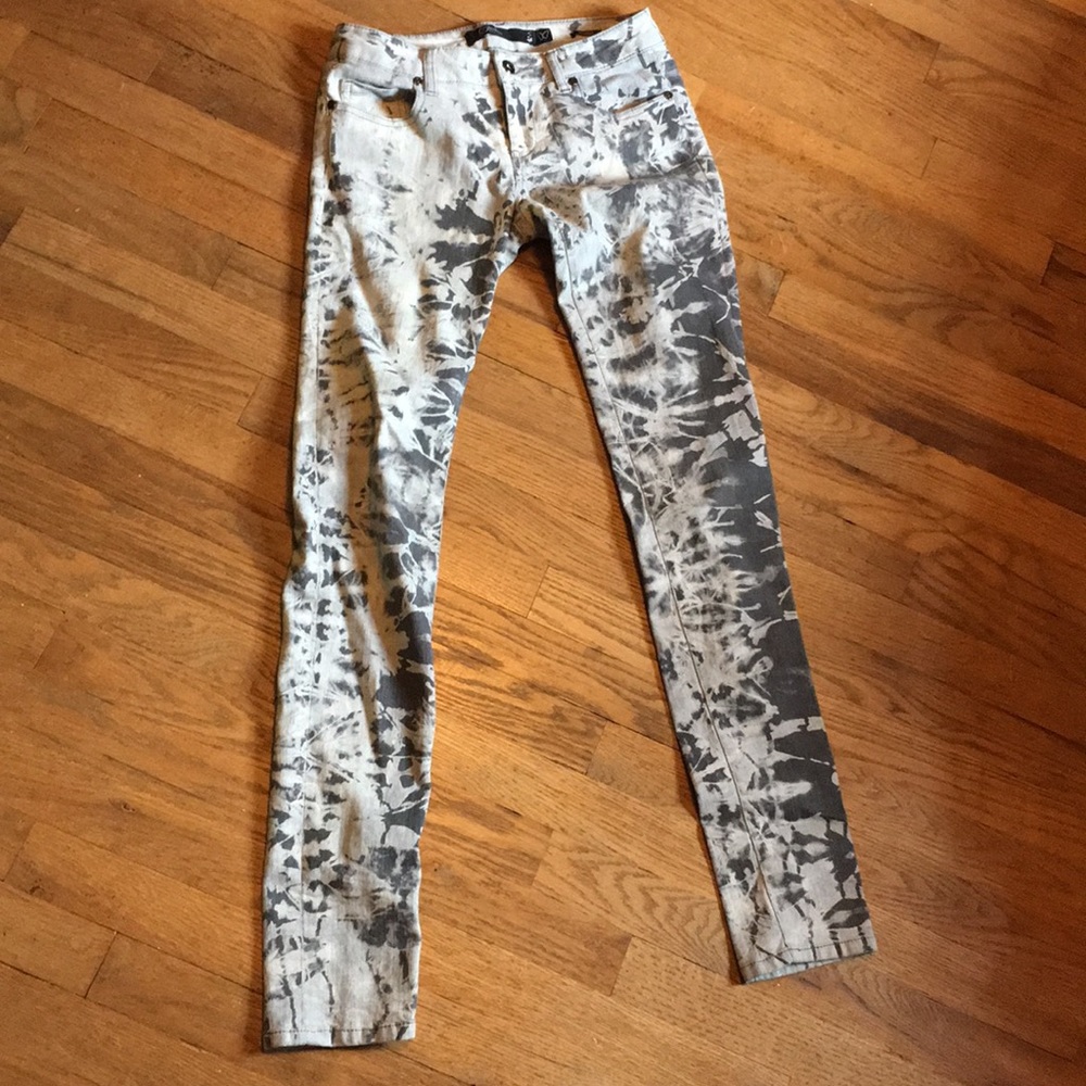 Tie dye bleached jeans